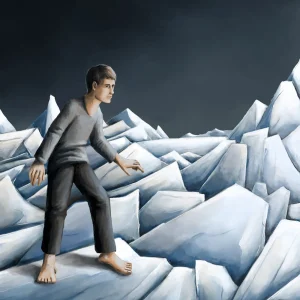 Silent-Art Gemälde 2024-09-05 - Barfuß auf Eis