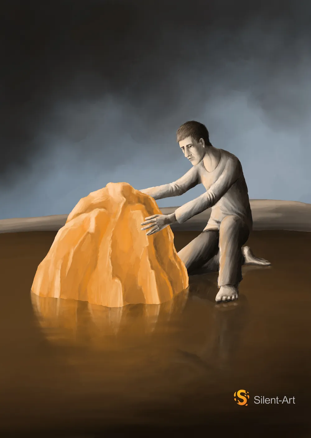 Silent-Art Gemälde 2024-09-08 - Leuchtfelsen 1 Silent-Art Gemälde 2024-09-08 - Leuchtfelsen