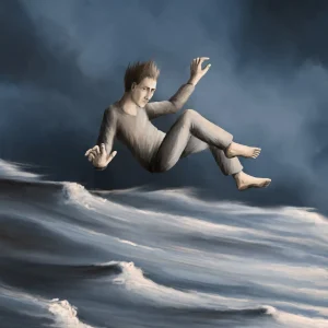 Silent-Art Gemälde 2024-09-09 - Schweben über Wellen