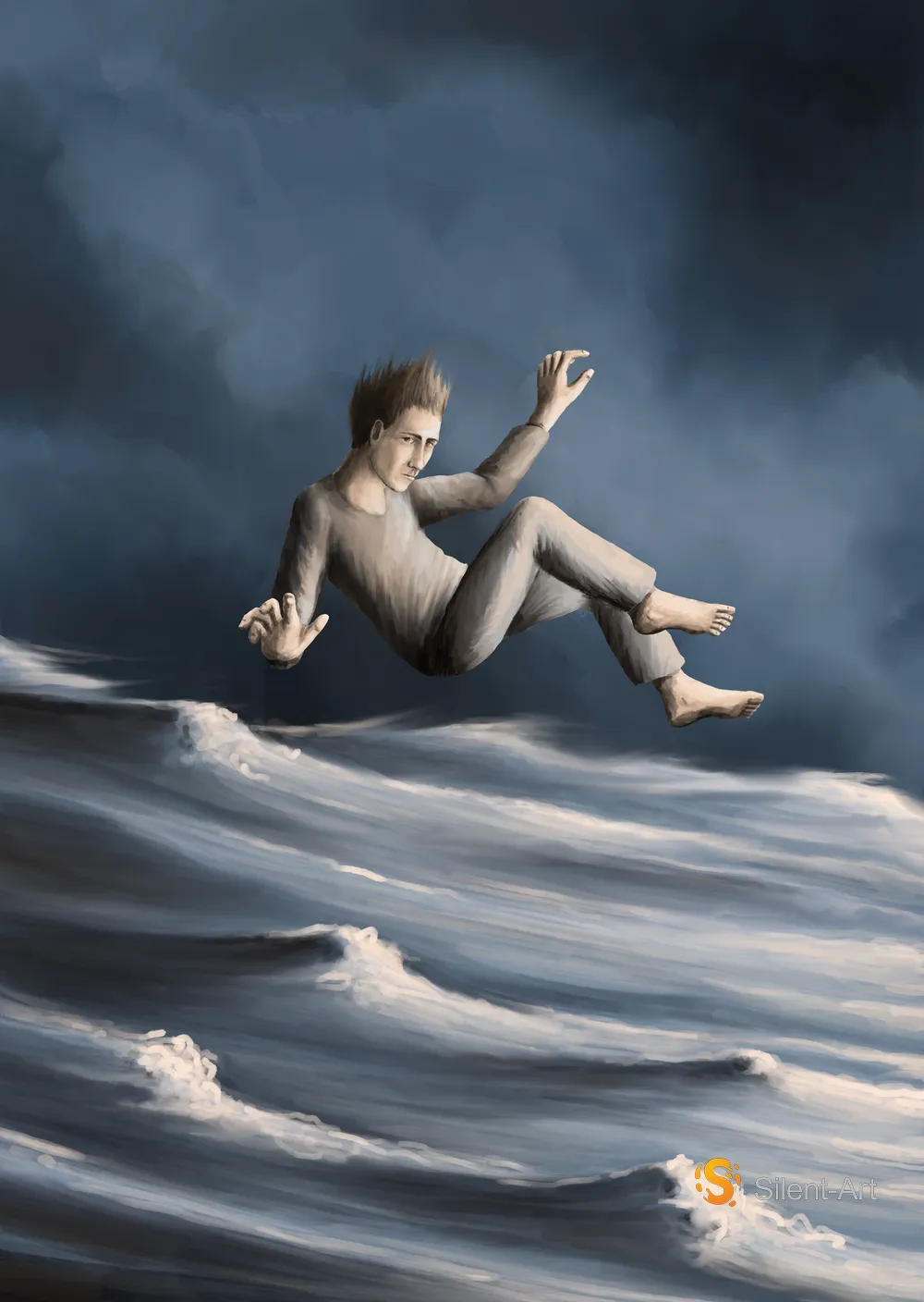 Silent-Art Gemälde 2024-09-09 - Schweben über Wellen 1 Silent-Art Gemälde 2024-09-09 - Schweben über Wellen