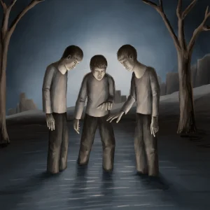 Silent-Art Gemälde 2024-09-10 - Drei im Wasserlicht