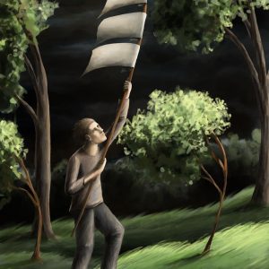 Silent-Art Gemälde 2024-10-05 - Drei Fahnen im Wind