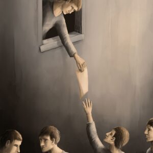 Silent-Art Gemälde 2024-11-05 - Übergabe am Fenster