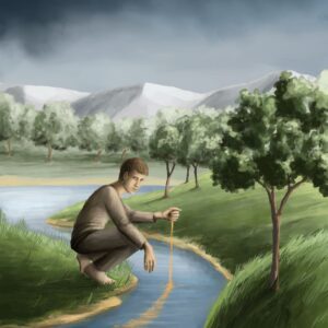 Silent-Art Gemälde 2024-11-12 - Goldene Spur im Fluss