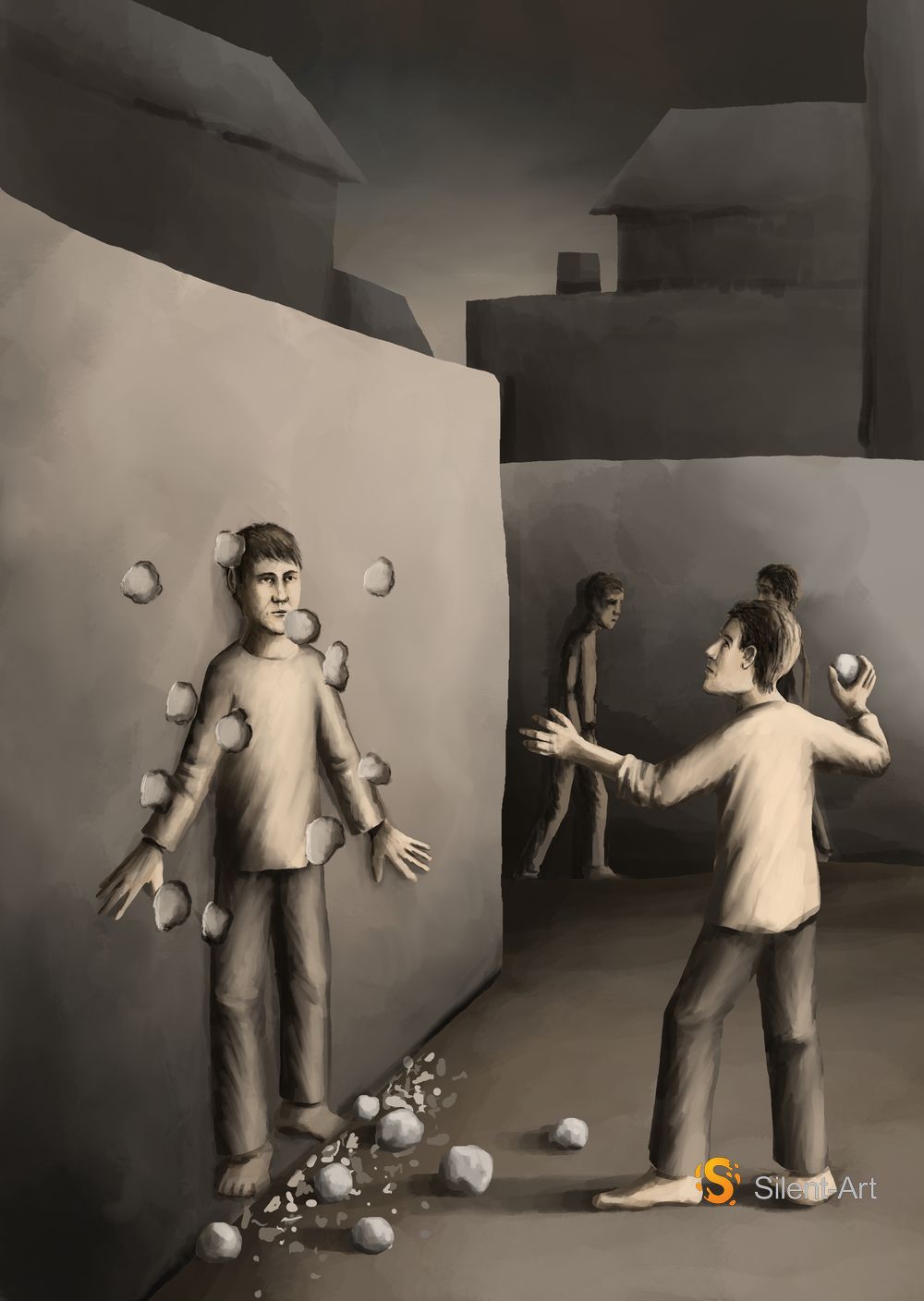 Silent-Art Gemälde 2024-12-07 - Kugelspur 1 Silent-Art Gemälde 2024-12-07 - Kugelspur