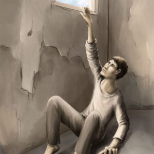 Silent-Art Gemälde 2024-12-10 - Griff zum hohen Fenster