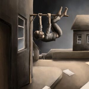 Silent-Art Gemälde 2025-01-011 - Akrobatik über den verlassenen Seiten