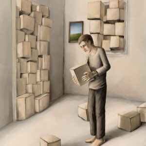 Silent-Art Gemälde 2025-02-006 - Gesteigerte Ordnung in kargen Räumen