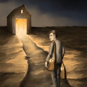 Silent-Art Gemälde 2025-02-010 - Pfad aus Licht und dunkler Erde