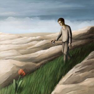 Zwischen Stein und Rot - Silent-Art Gemälde 2025-03-006